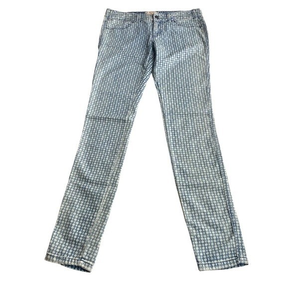 Free People Womens 27 Diamond Print Skinny Jeans Blue Denim Stretch - Picture 2 of 7